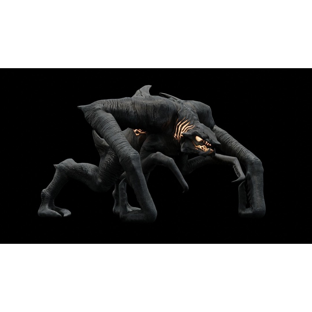 Kaiju Creature 3D Model – Low Poly Rigged Monster with Animations - View 9