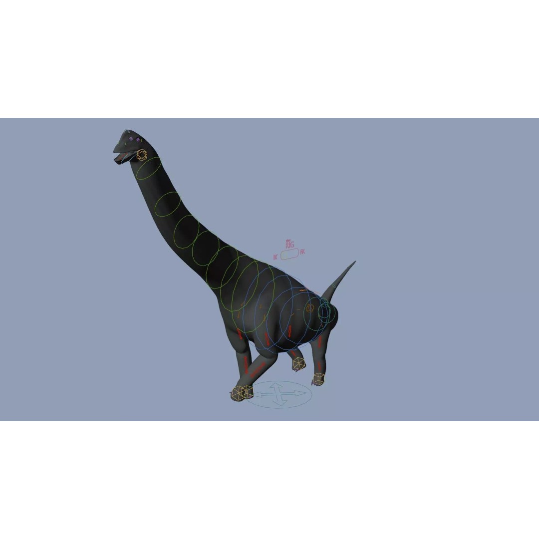 Brachiosaurus 3D Model – Rigged Low-Poly Dinosaur with PBR Textures - View 18