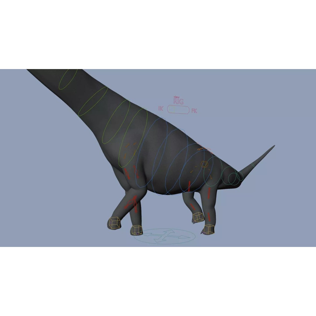 Brachiosaurus 3D Model – Rigged Low-Poly Dinosaur with PBR Textures - View 19