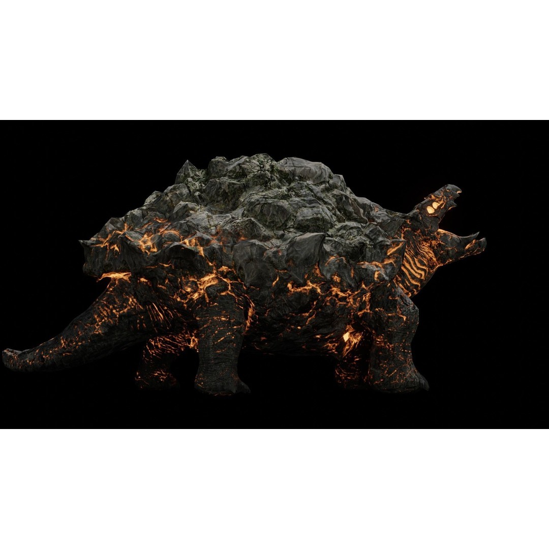 Golem Tortoise 3D Model – Low Poly Rigged Fantasy Creature, FBX - View 10