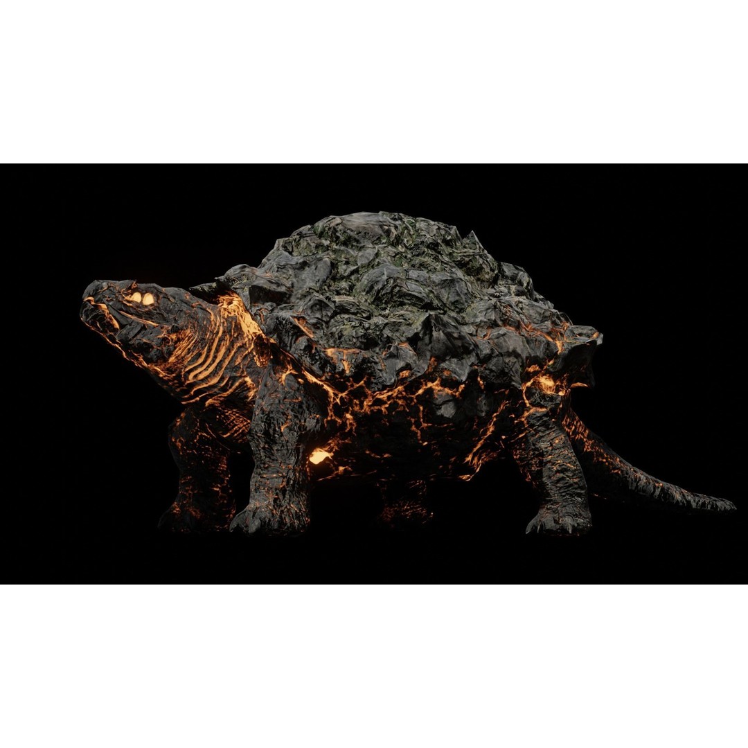 Golem Tortoise 3D Model – Low Poly Rigged Fantasy Creature, FBX - View 12
