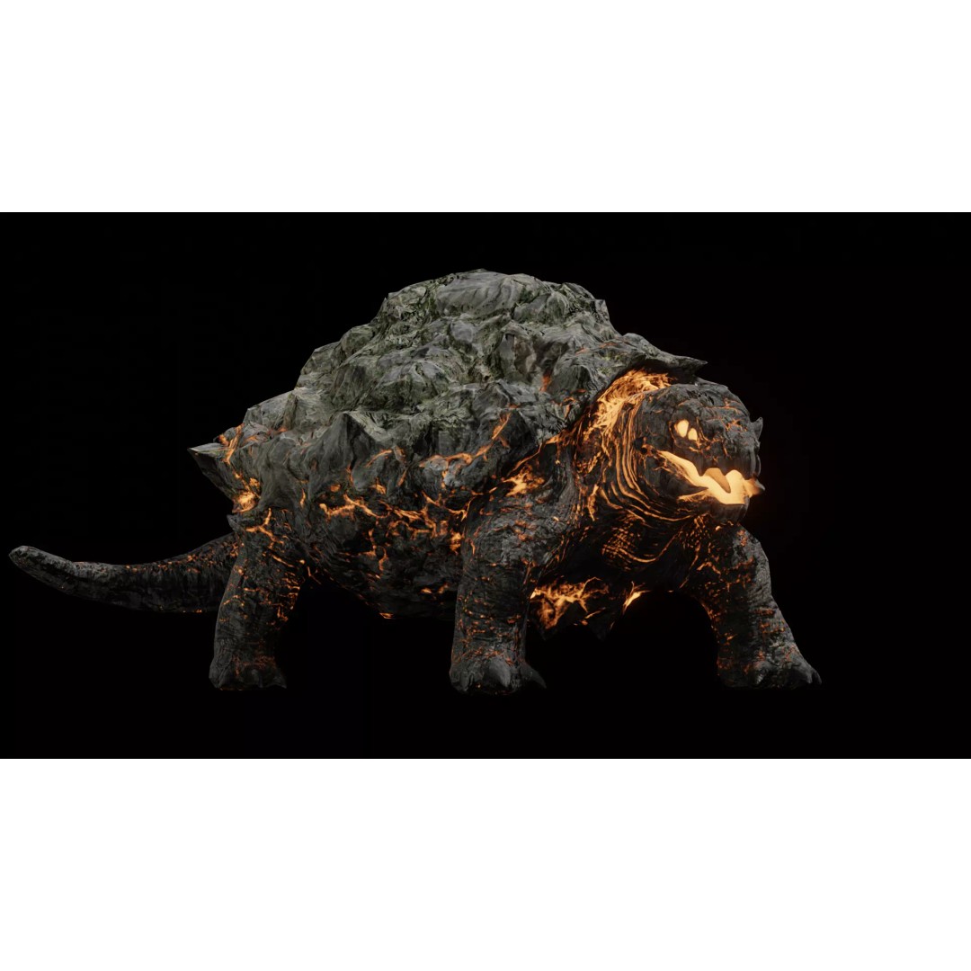 Golem Tortoise 3D Model – Low Poly Rigged Fantasy Creature, FBX - View 2