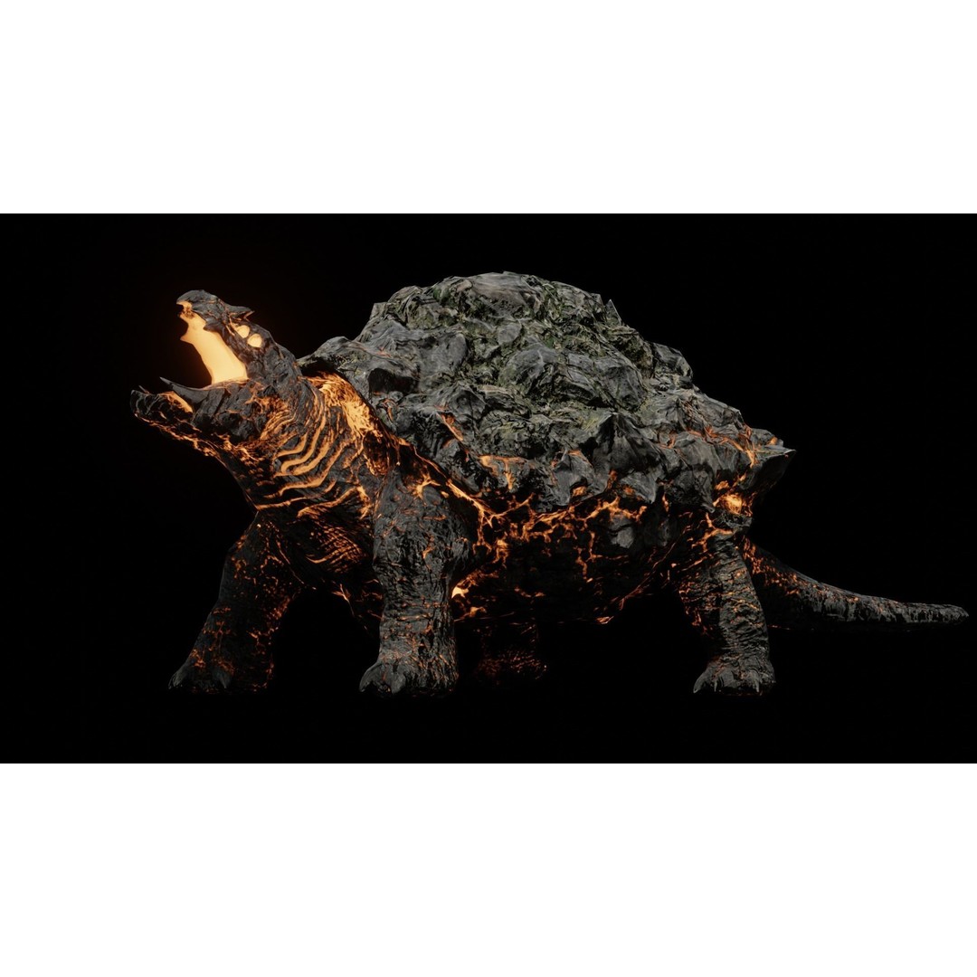Golem Tortoise 3D Model – Low Poly Rigged Fantasy Creature, FBX - View 4