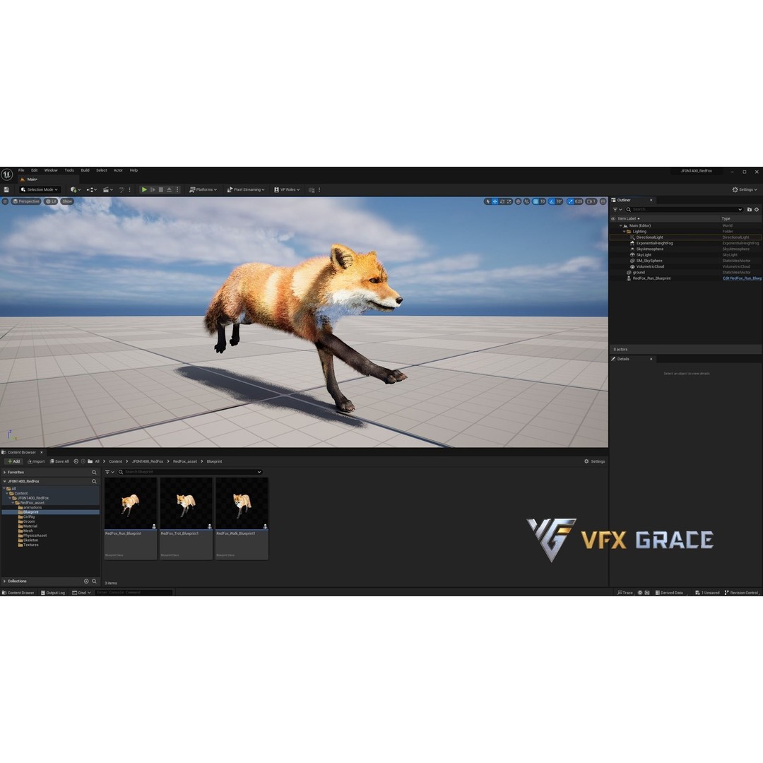 Red Fox 3D Model – High Poly Game-Ready Character Asset for Unreal Engine