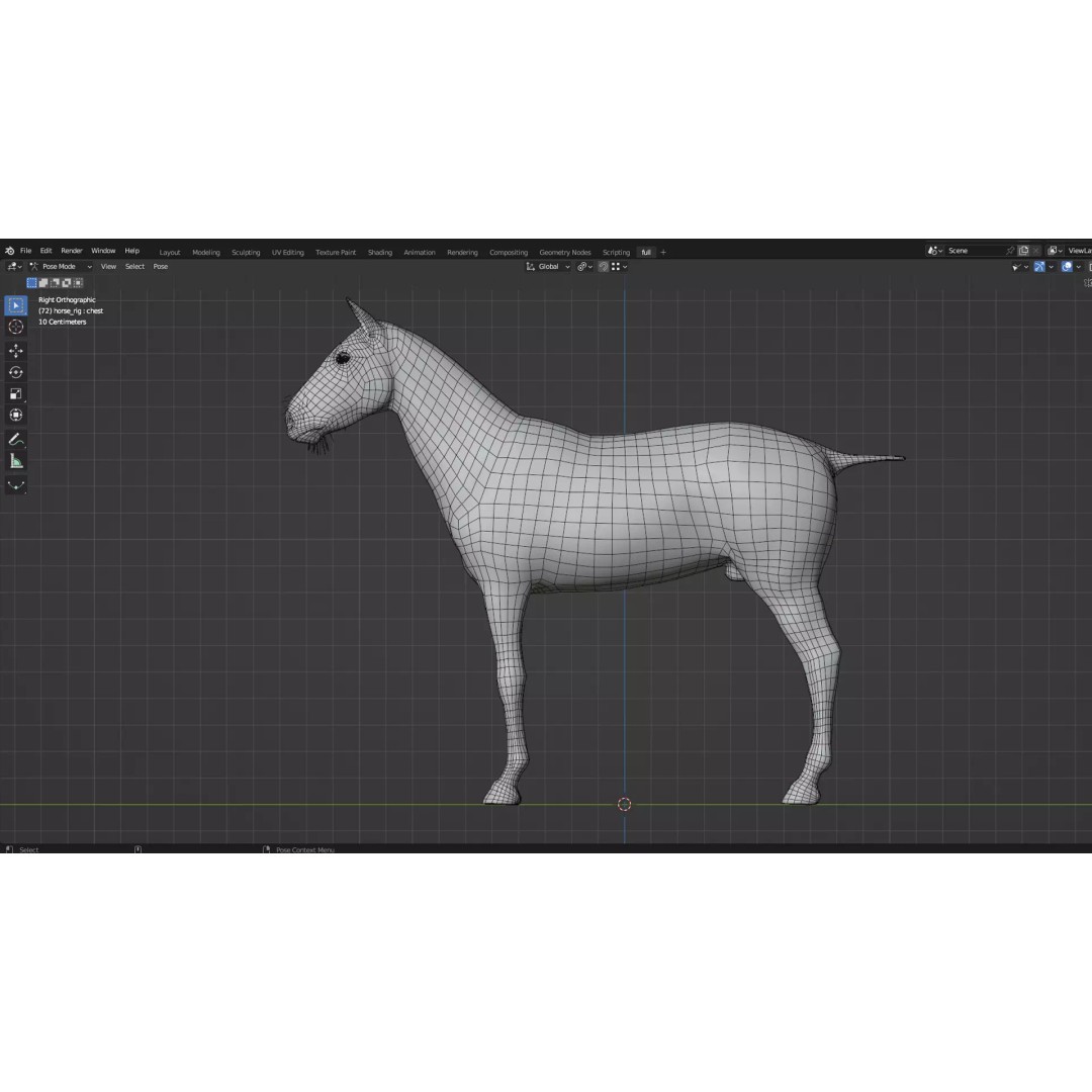 Brown Horse 3D Model – Game-Ready Rigged Asset, Blender & FBX - View 12