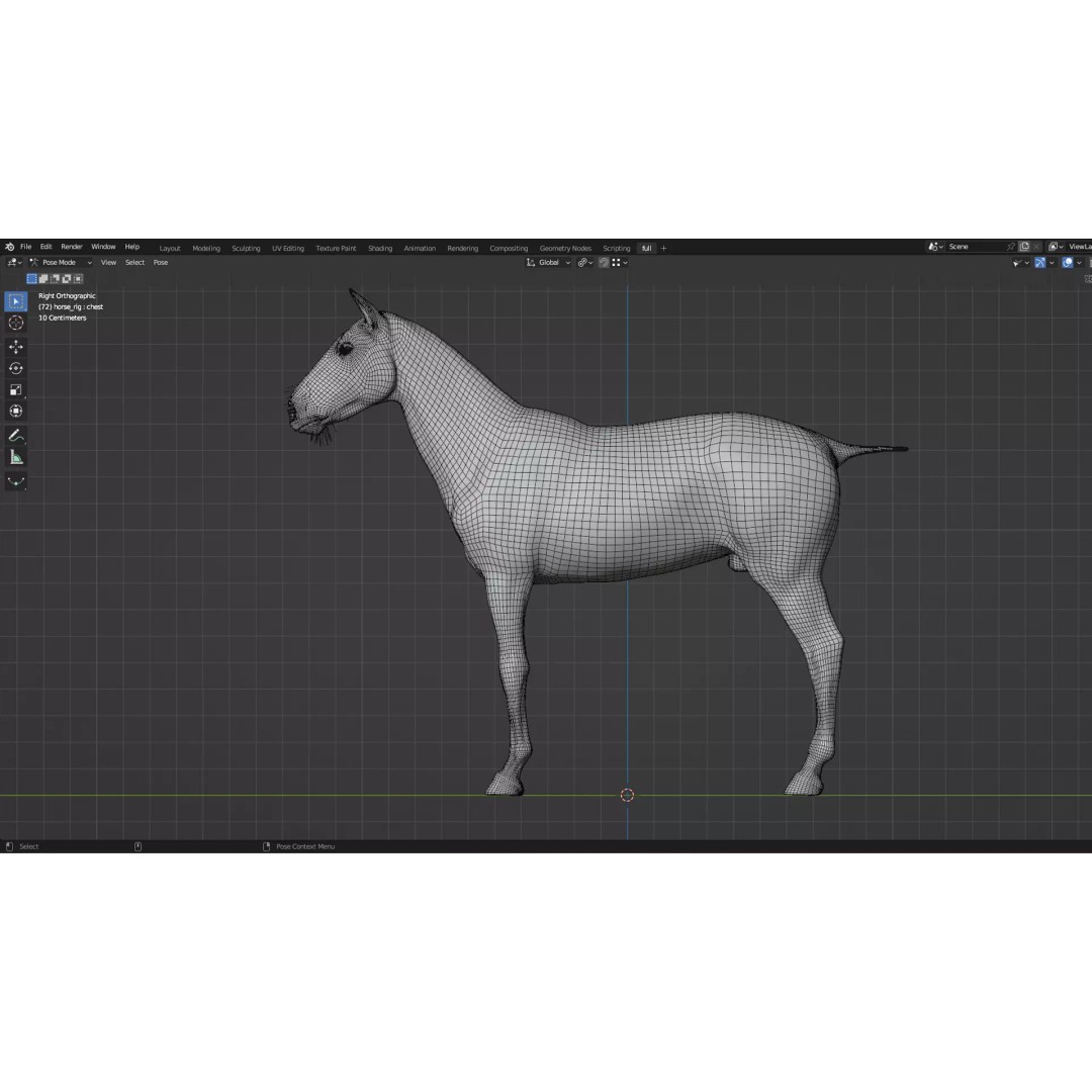 Brown Horse 3D Model – Game-Ready Rigged Asset, Blender & FBX - View 13