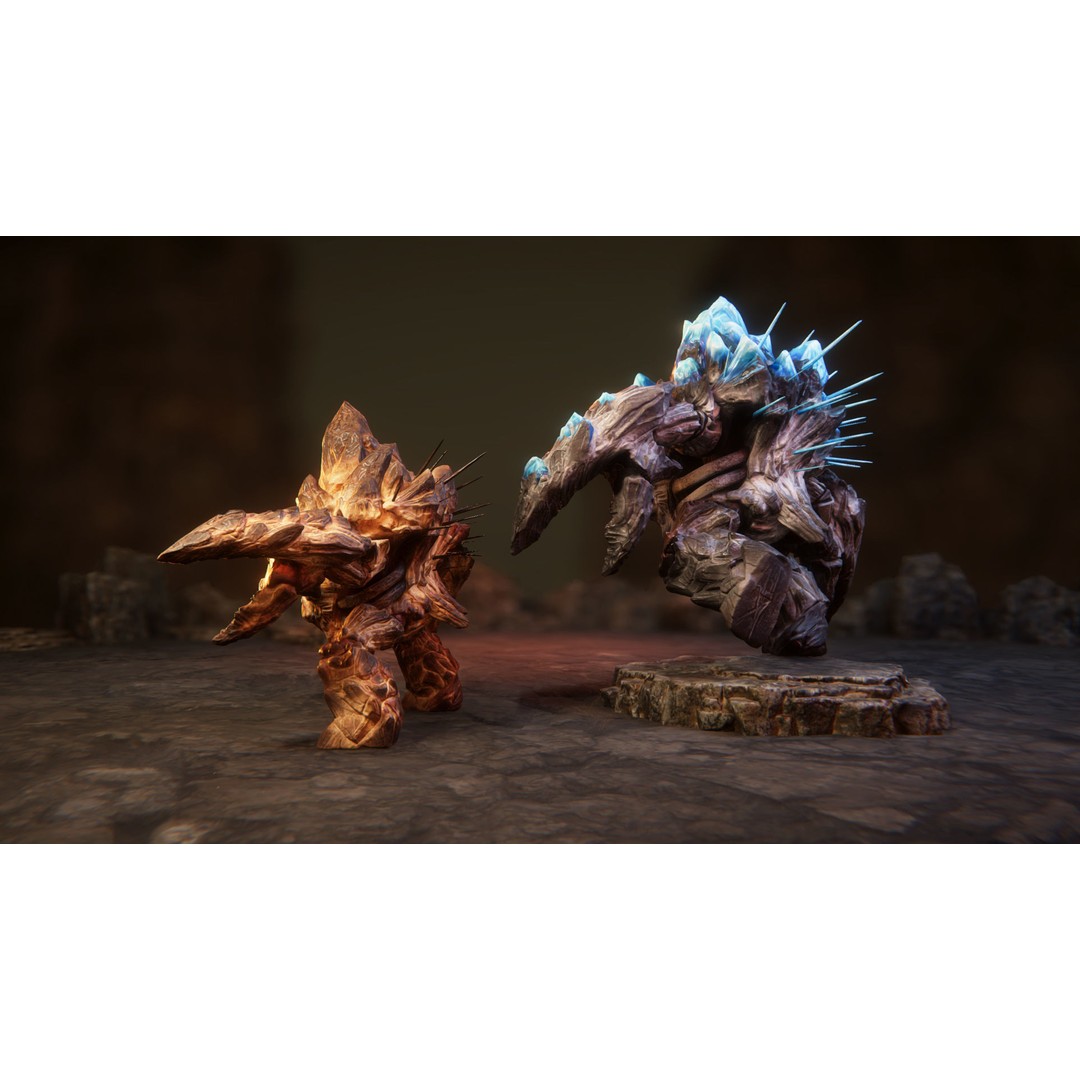 Stone Beast 3D Model – Low Poly Animated Creature, FBX