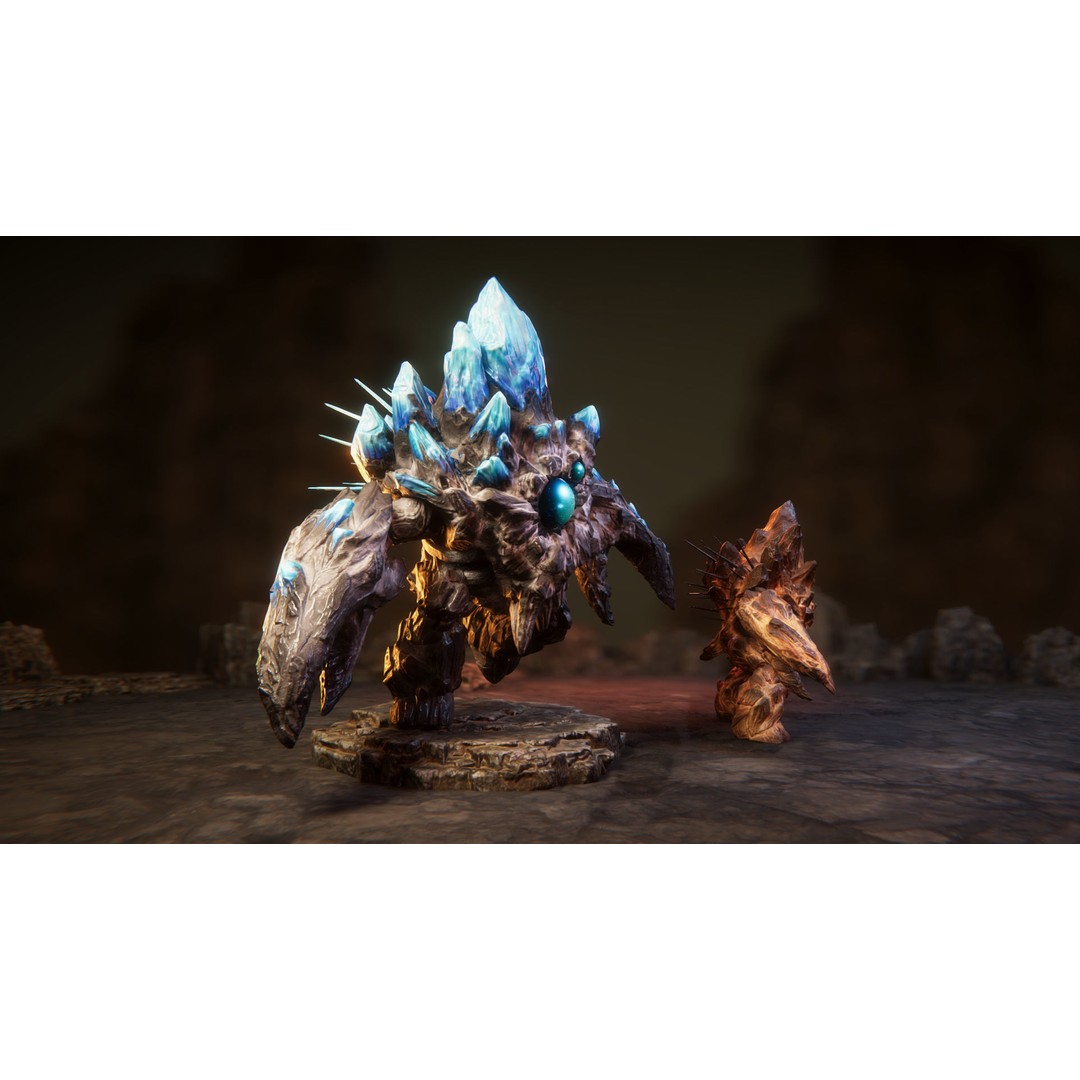 Stone Beast 3D Model – Low Poly Animated Creature, FBX - View 4