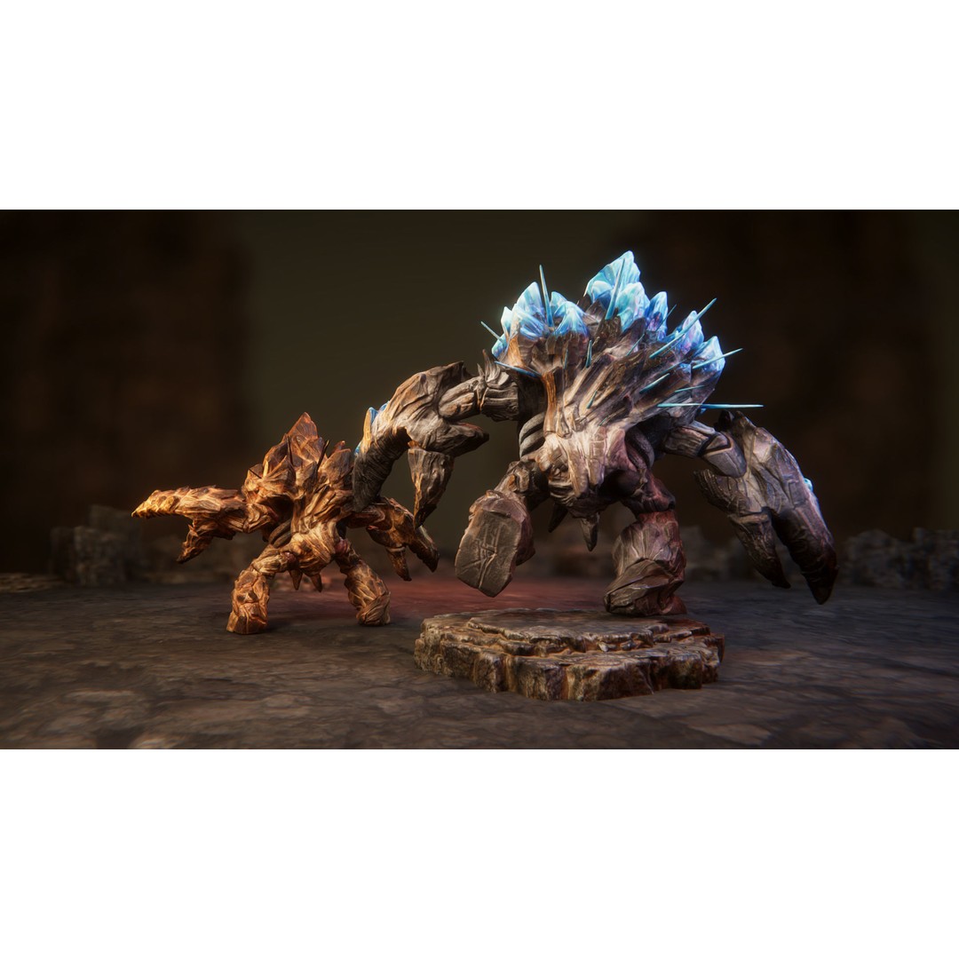 Stone Beast 3D Model – Low Poly Animated Creature, FBX - View 5