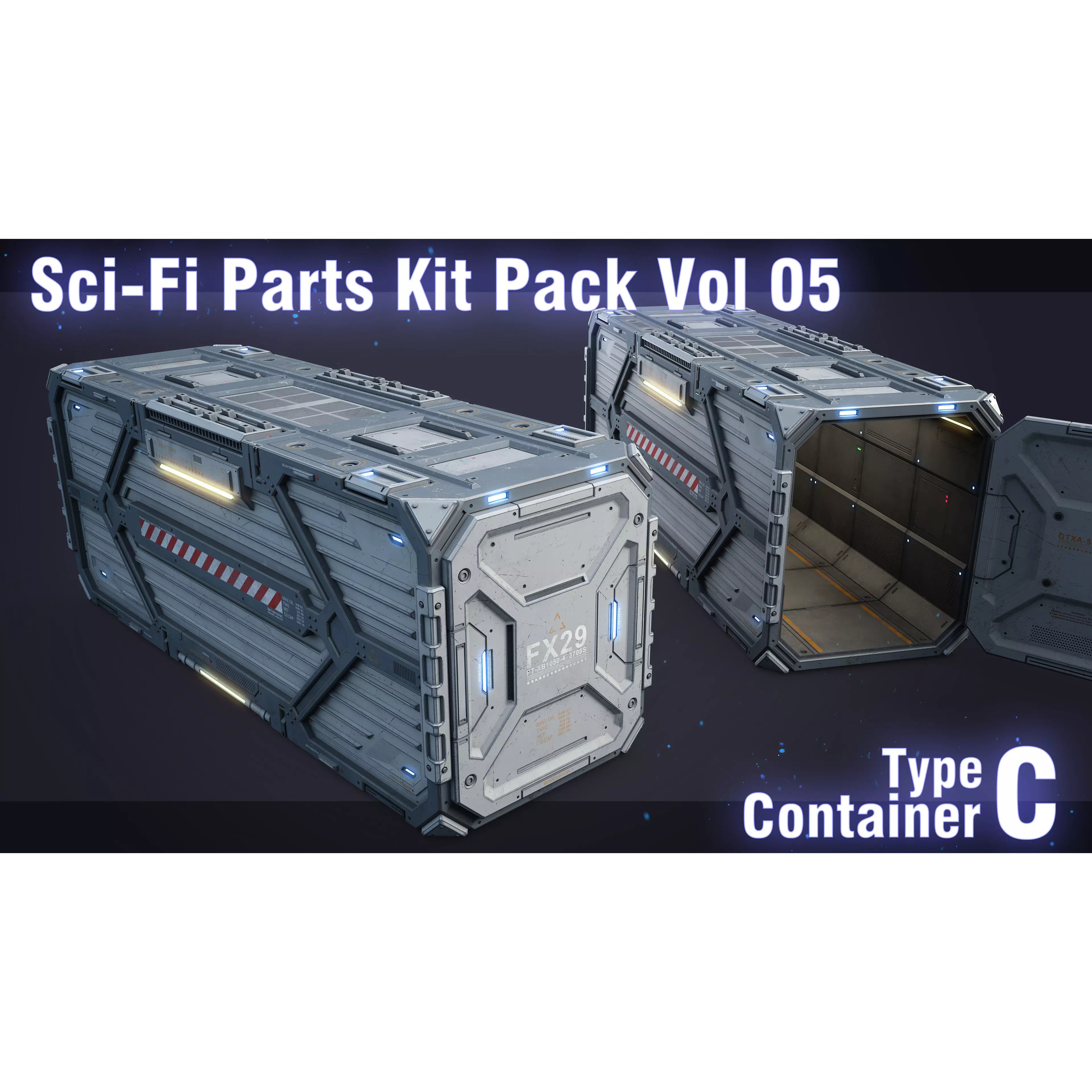 Sci-Fi Container Type C - Low-Poly Game-Ready 3D Model - View 2