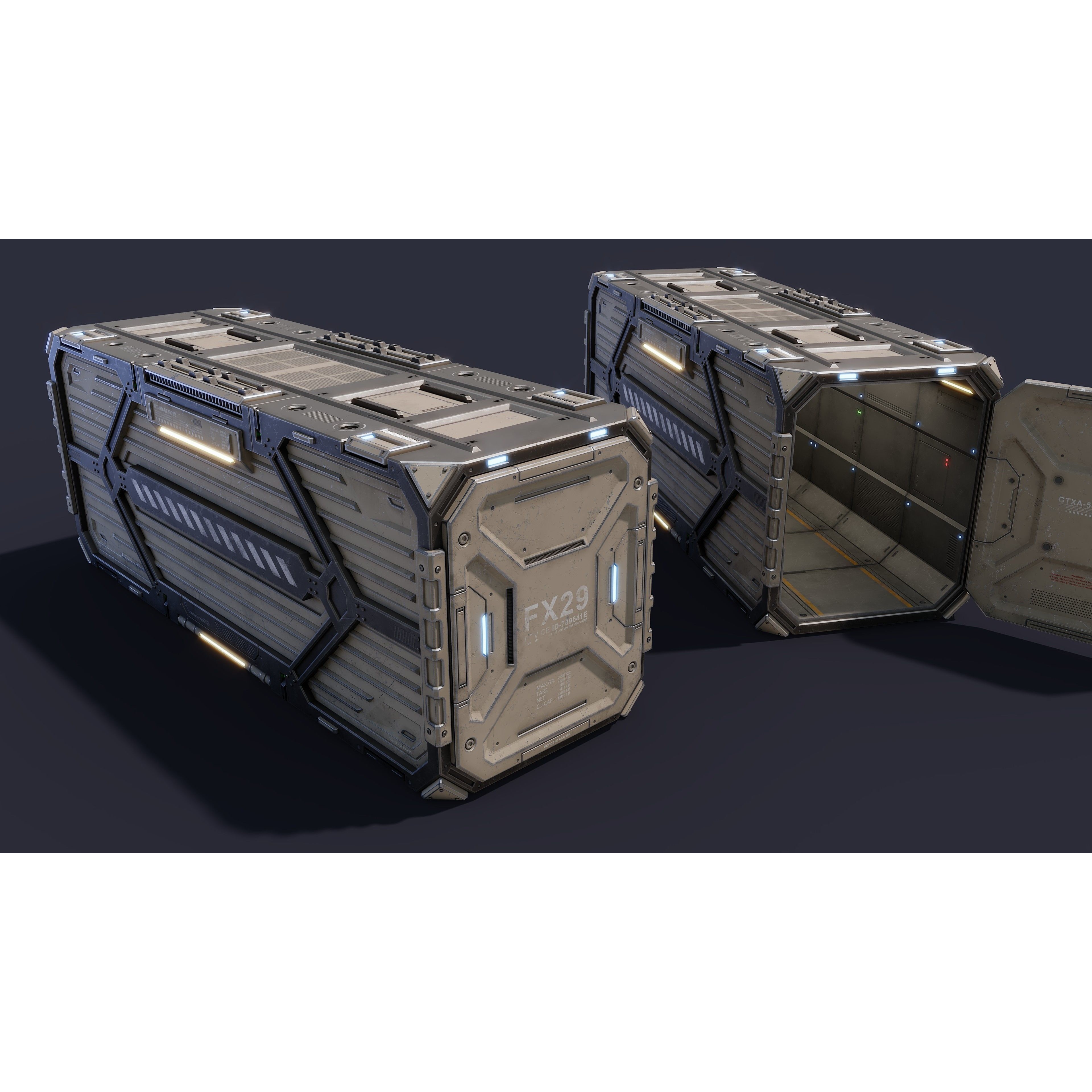 Sci-Fi Container Type C - Low-Poly Game-Ready 3D Model - View 3