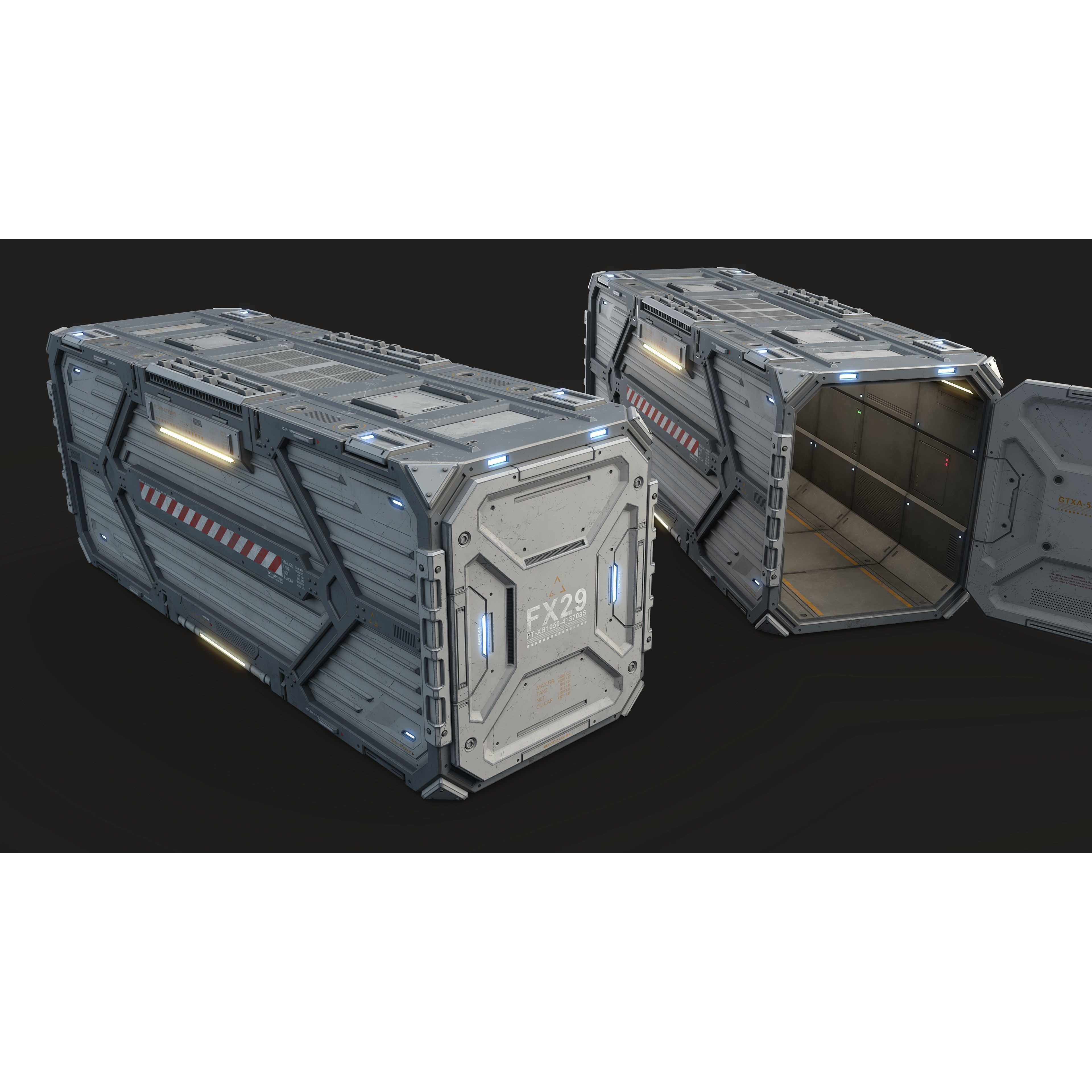 Sci-Fi Container Type C - Low-Poly Game-Ready 3D Model - View 4