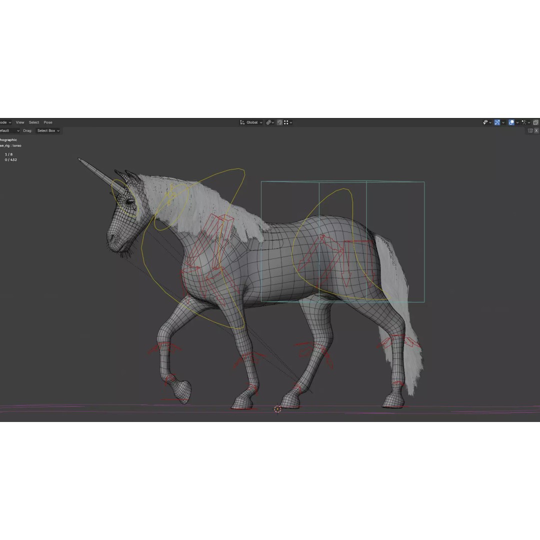 Unicorn 3D Model – Animated Rigged Character with PBR Textures - View 10