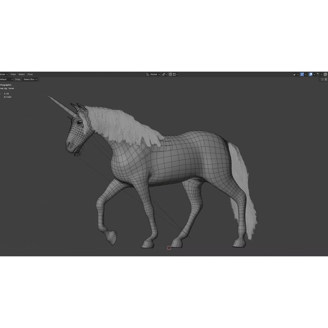 Unicorn 3D Model – Animated Rigged Character with PBR Textures - View 11