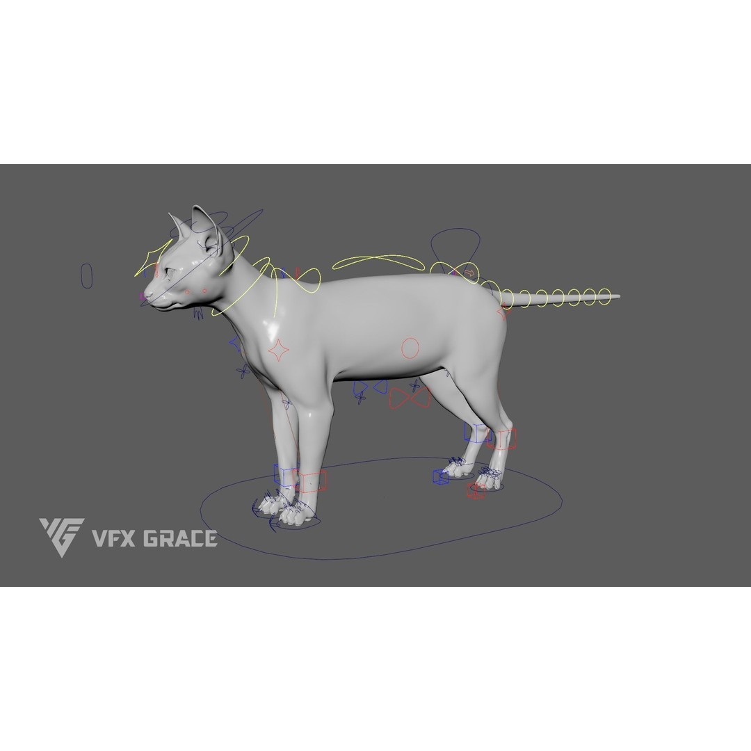 Grey Tabby Cat 3D Model – Rigged Character with Realistic Fur and Textures - View 17