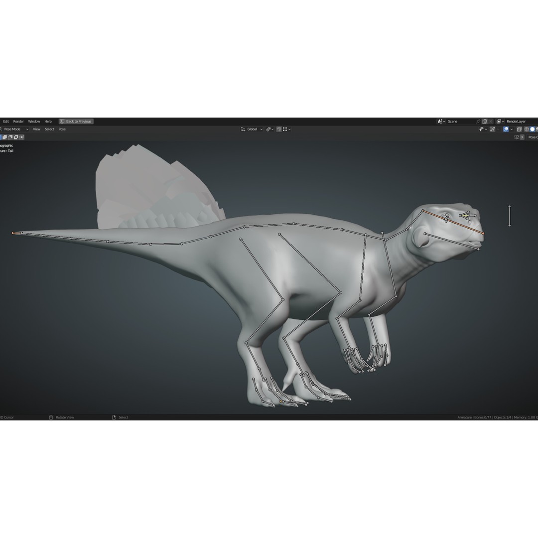 Psittacosaurus 3D Model – Low Poly Rigged Dinosaur with PBR Textures - View 11