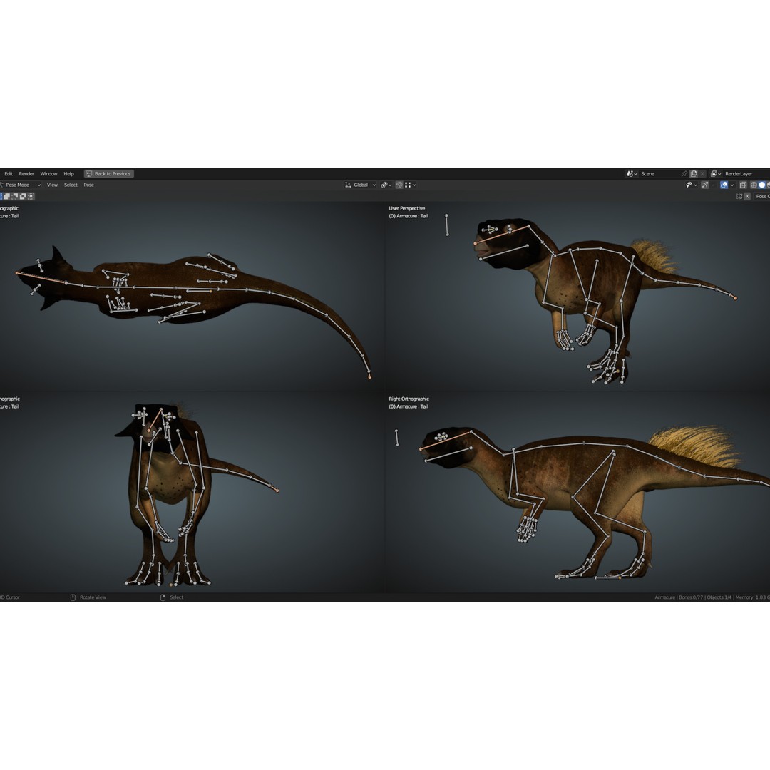 Psittacosaurus 3D Model – Low Poly Rigged Dinosaur with PBR Textures - View 12