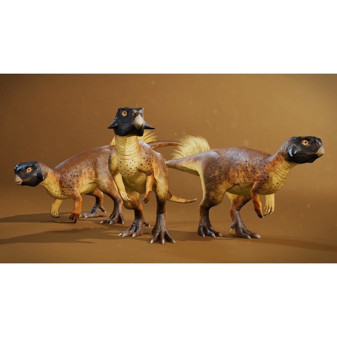 Psittacosaurus 3D Model – Low Poly Rigged Dinosaur with PBR Textures - View 7