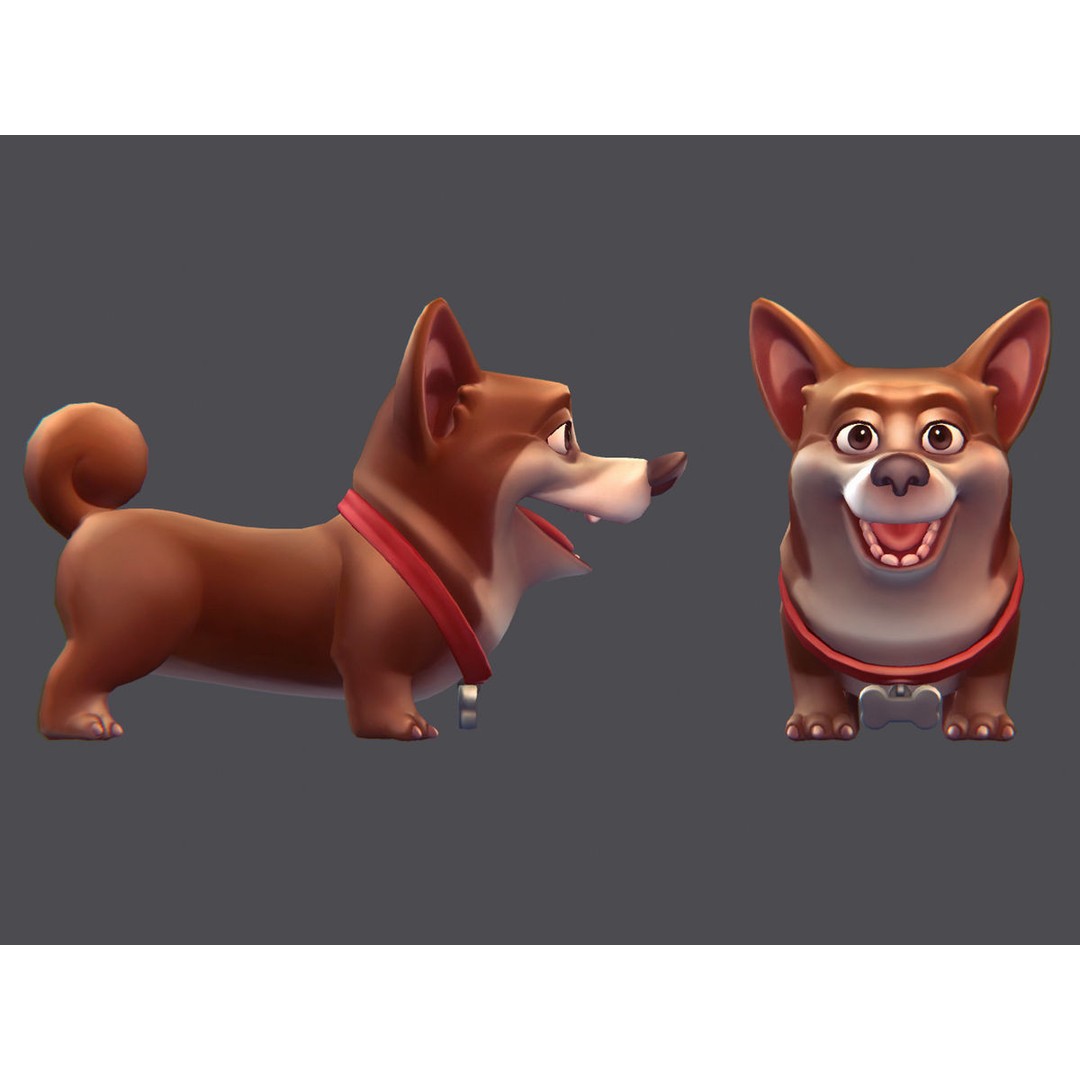 Cartoon Dogs 3D Model – Low Poly Animated Game Asset, FBX