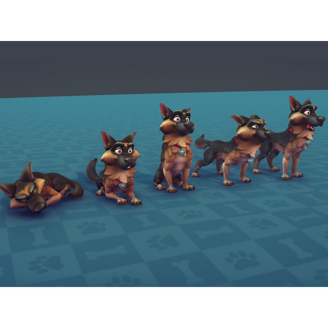 Cartoon Dogs 3D Model – Low Poly Animated Game Asset, FBX - View 11