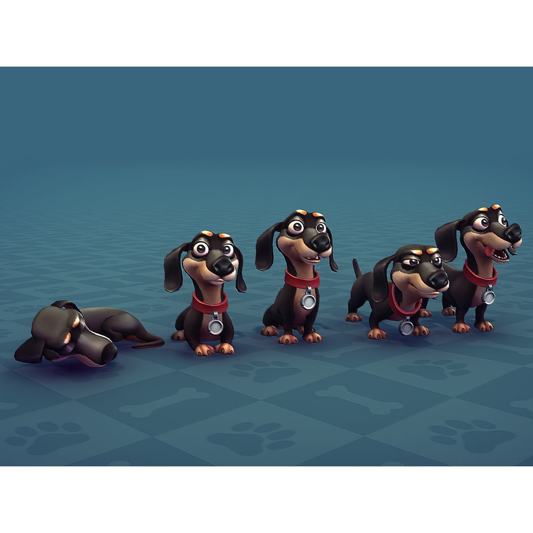 Cartoon Dogs 3D Model – Low Poly Animated Game Asset, FBX - View 8