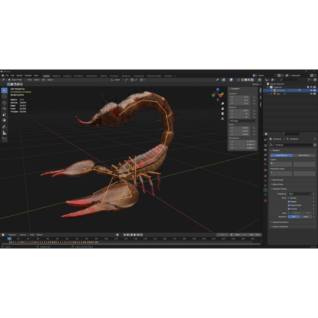 Scorpion 3D Model – Rigged Creature with PBR Textures, FBX - View 13
