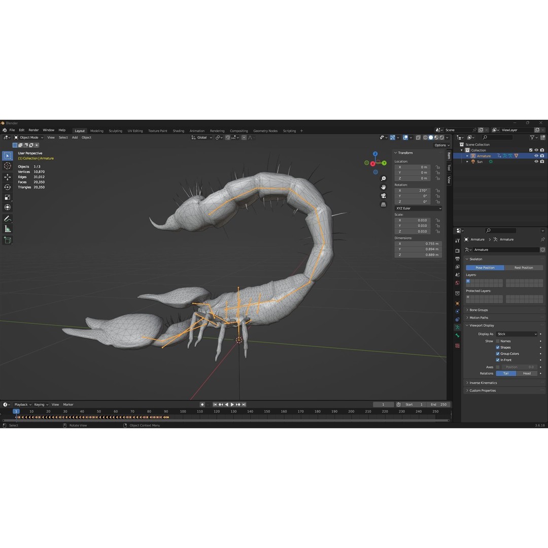 Scorpion 3D Model – Rigged Creature with PBR Textures, FBX - View 14