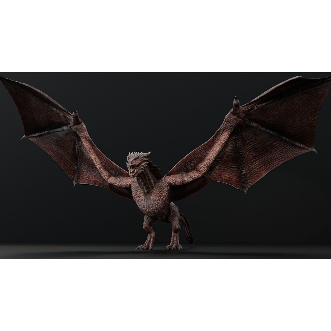 Wyvern Dragon 3D Model – Low Poly Rigged Creature with Animations - View 11