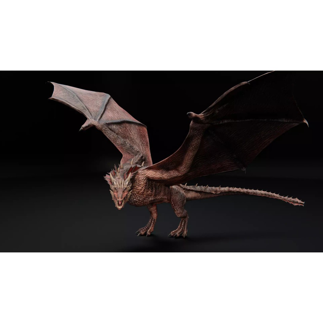Wyvern Dragon 3D Model – Low Poly Rigged Creature with Animations - View 2