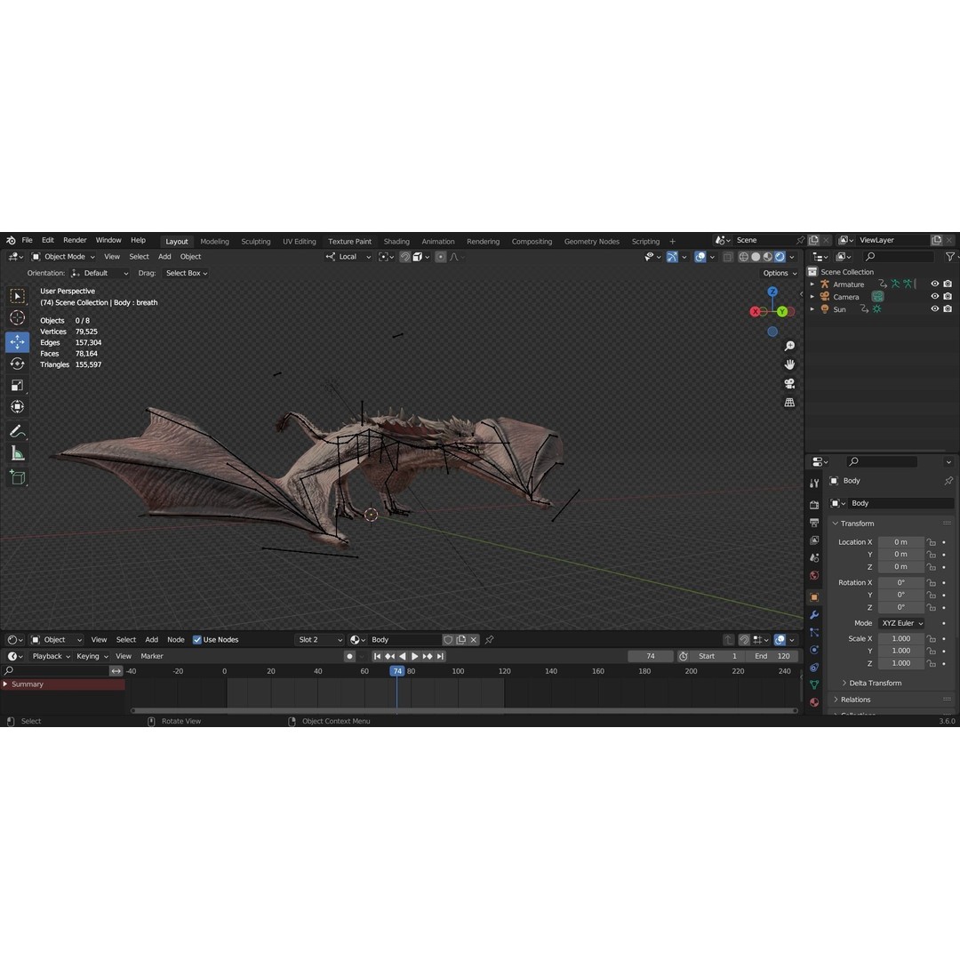 Wyvern Dragon 3D Model – Low Poly Rigged Creature with Animations - View 28