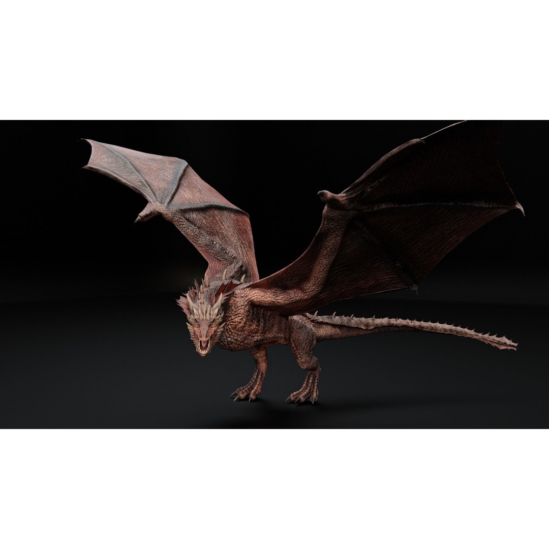 Wyvern Dragon 3D Model – Low Poly Rigged Creature with Animations - View 38