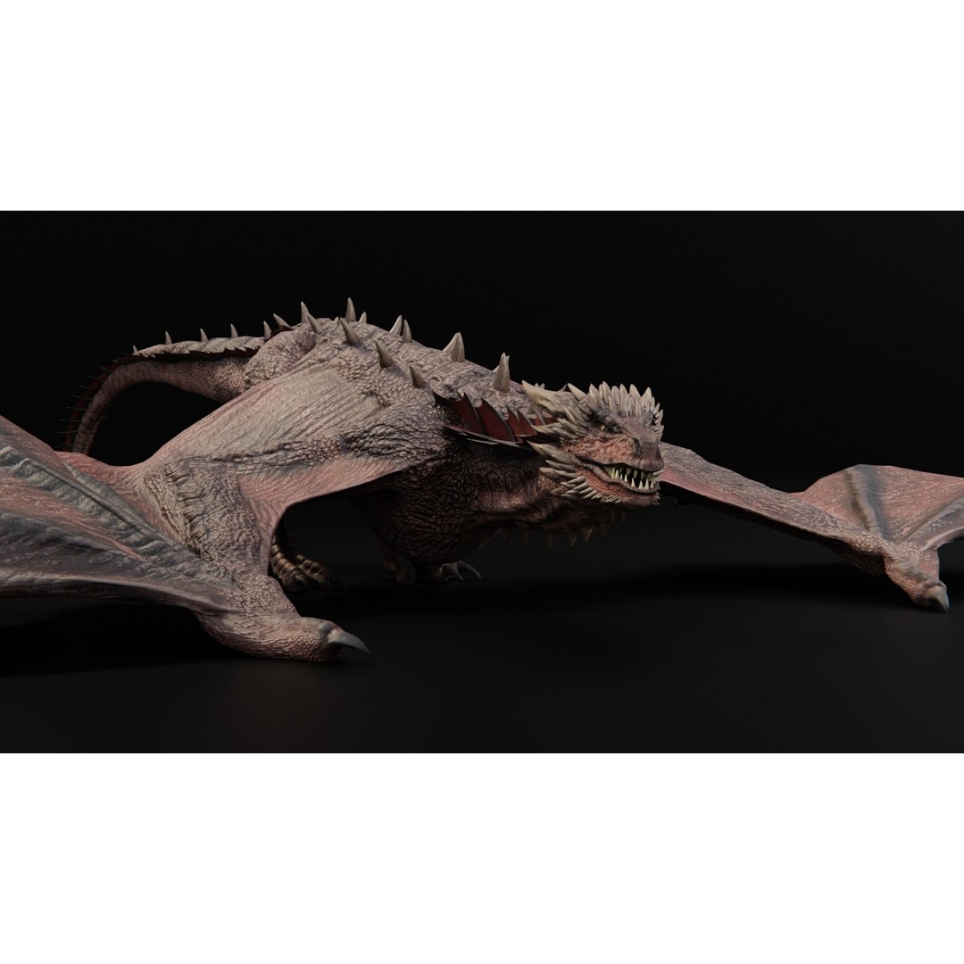 Wyvern Dragon 3D Model – Low Poly Rigged Creature with Animations - View 4