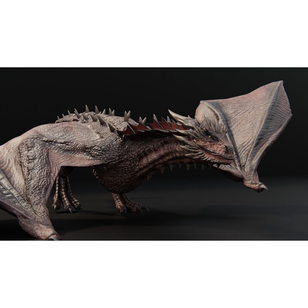 Wyvern Dragon 3D Model – Low Poly Rigged Creature with Animations - View 8