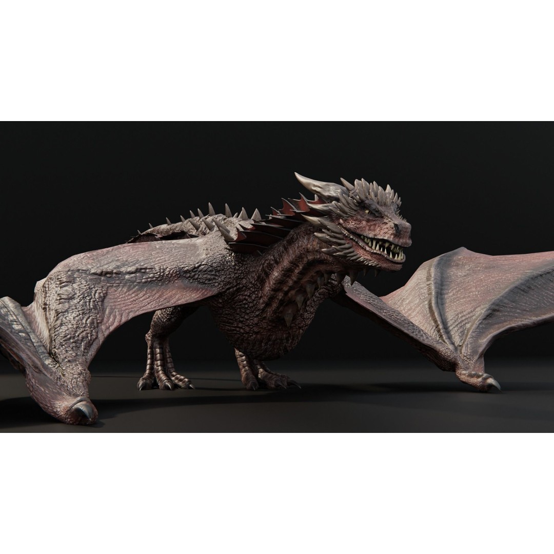 Wyvern Dragon 3D Model – Low Poly Rigged Creature with Animations - View 9