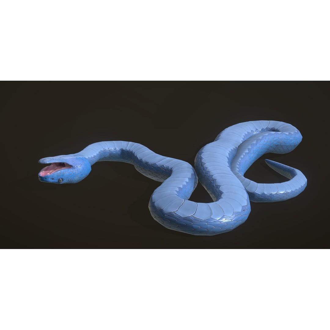 Blue Viper 3D Model – Low Poly Rigged Animation Asset, FBX - View 11