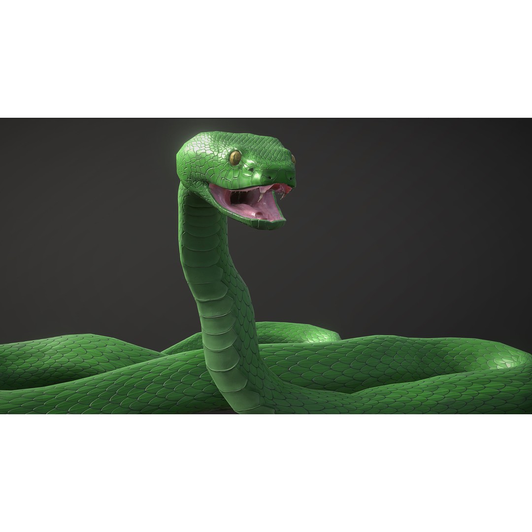 Blue Viper 3D Model – Low Poly Rigged Animation Asset, FBX - View 21