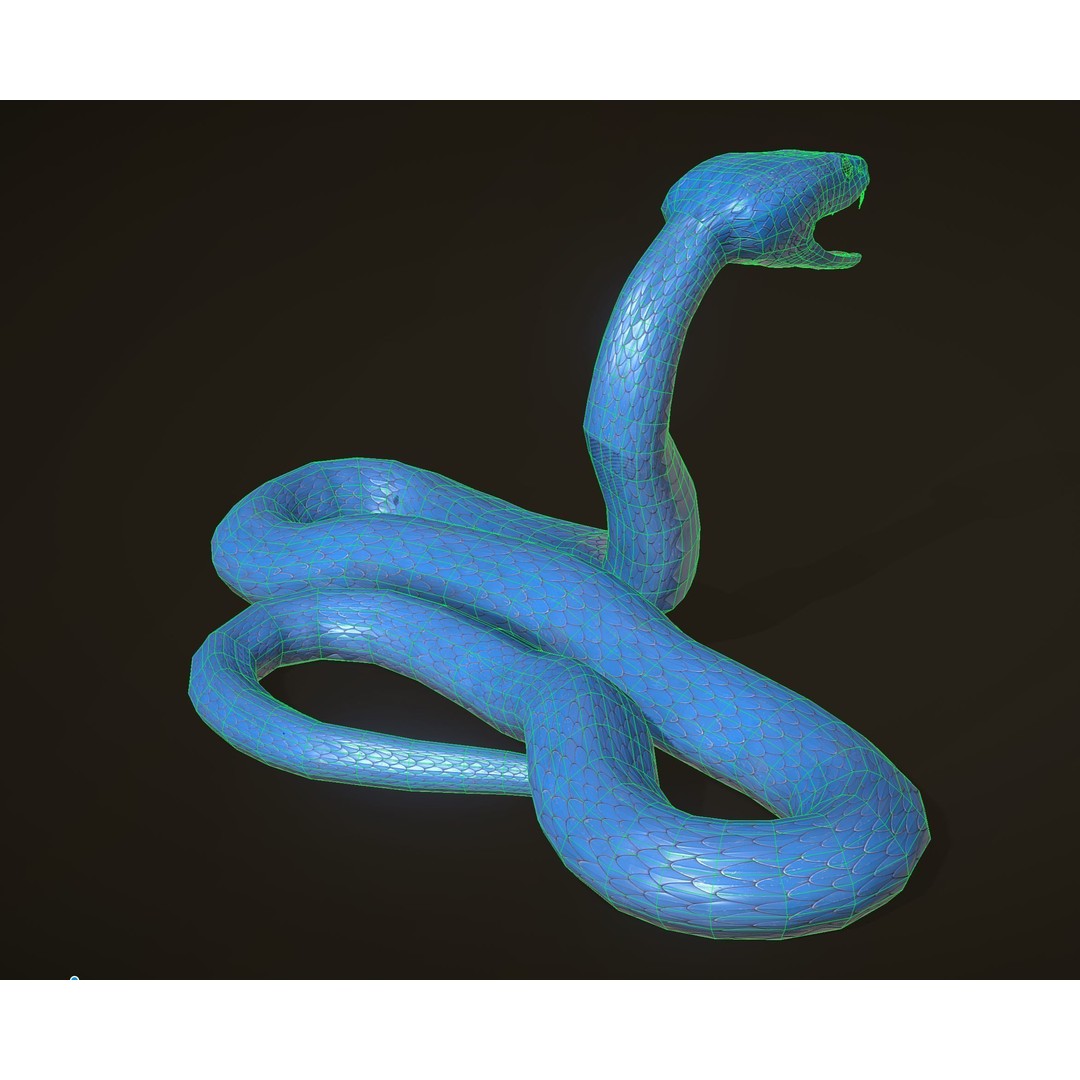 Blue Viper 3D Model – Low Poly Rigged Animation Asset, FBX - View 27
