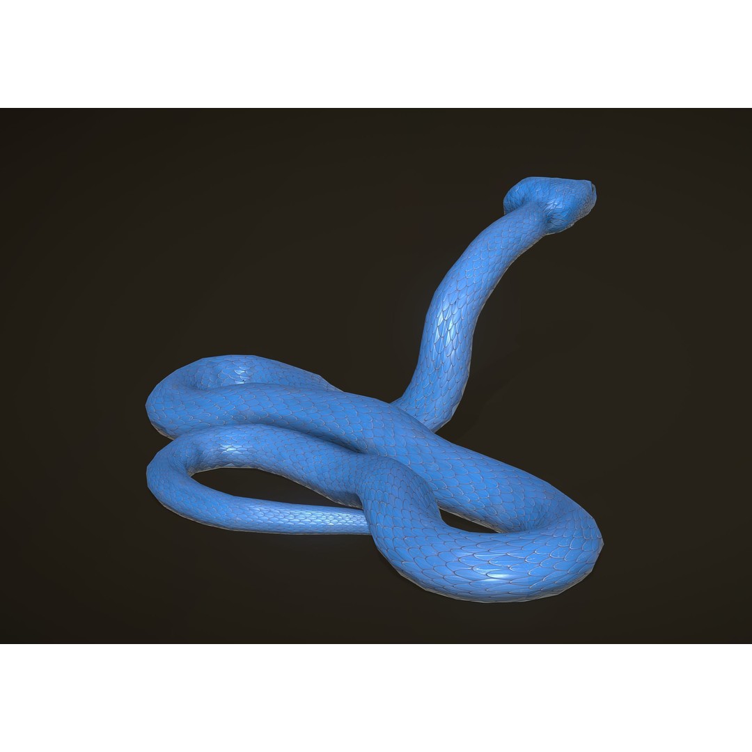 Blue Viper 3D Model – Low Poly Rigged Animation Asset, FBX - View 4