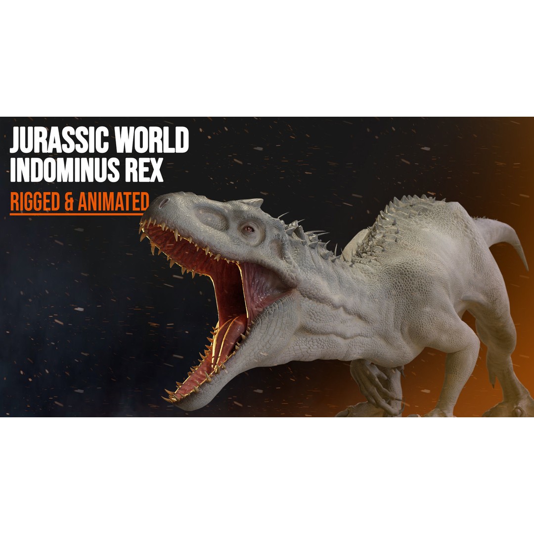 Indominus Rex 3D Model – Low Poly Rigged Dinosaur for Blender - View 3