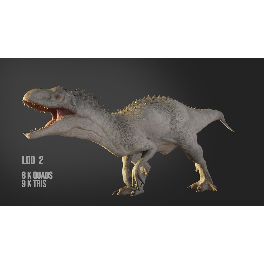 Indominus Rex 3D Model – Low Poly Rigged Dinosaur for Blender - View 31
