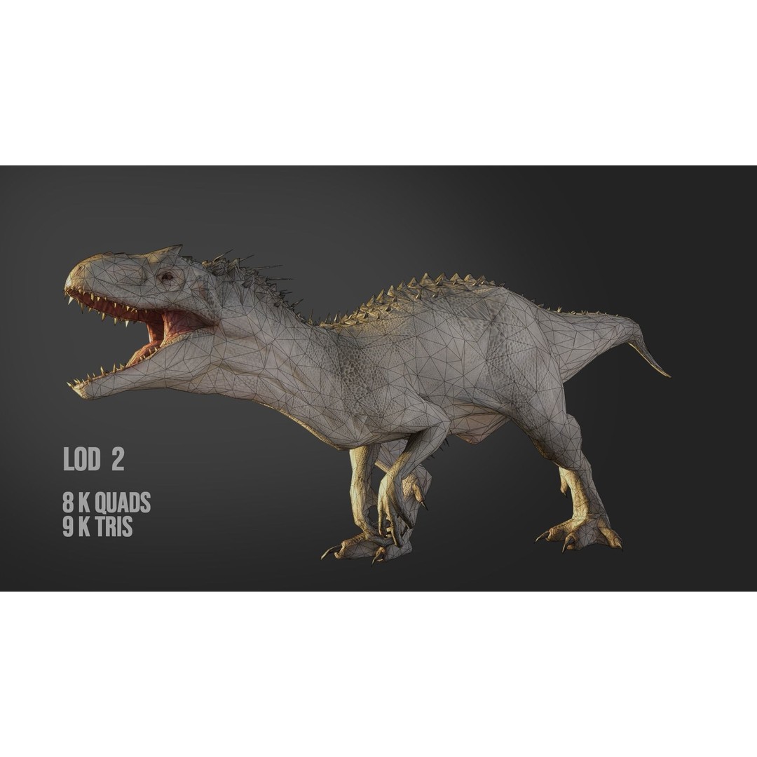 Indominus Rex 3D Model – Low Poly Rigged Dinosaur for Blender - View 32