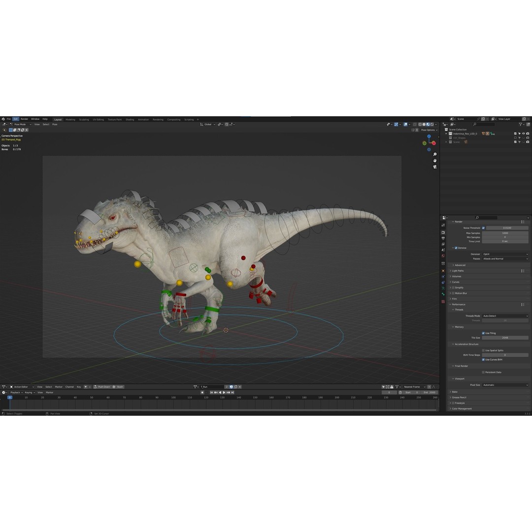Indominus Rex 3D Model – Low Poly Rigged Dinosaur for Blender - View 4