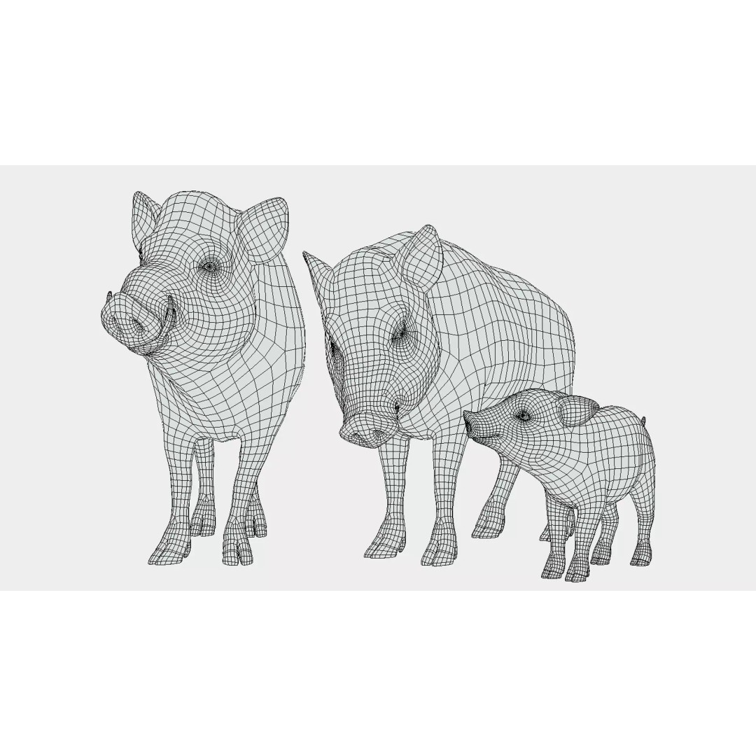 Cartoon Boar 3D Model – Low Poly Animated Character, FBX
