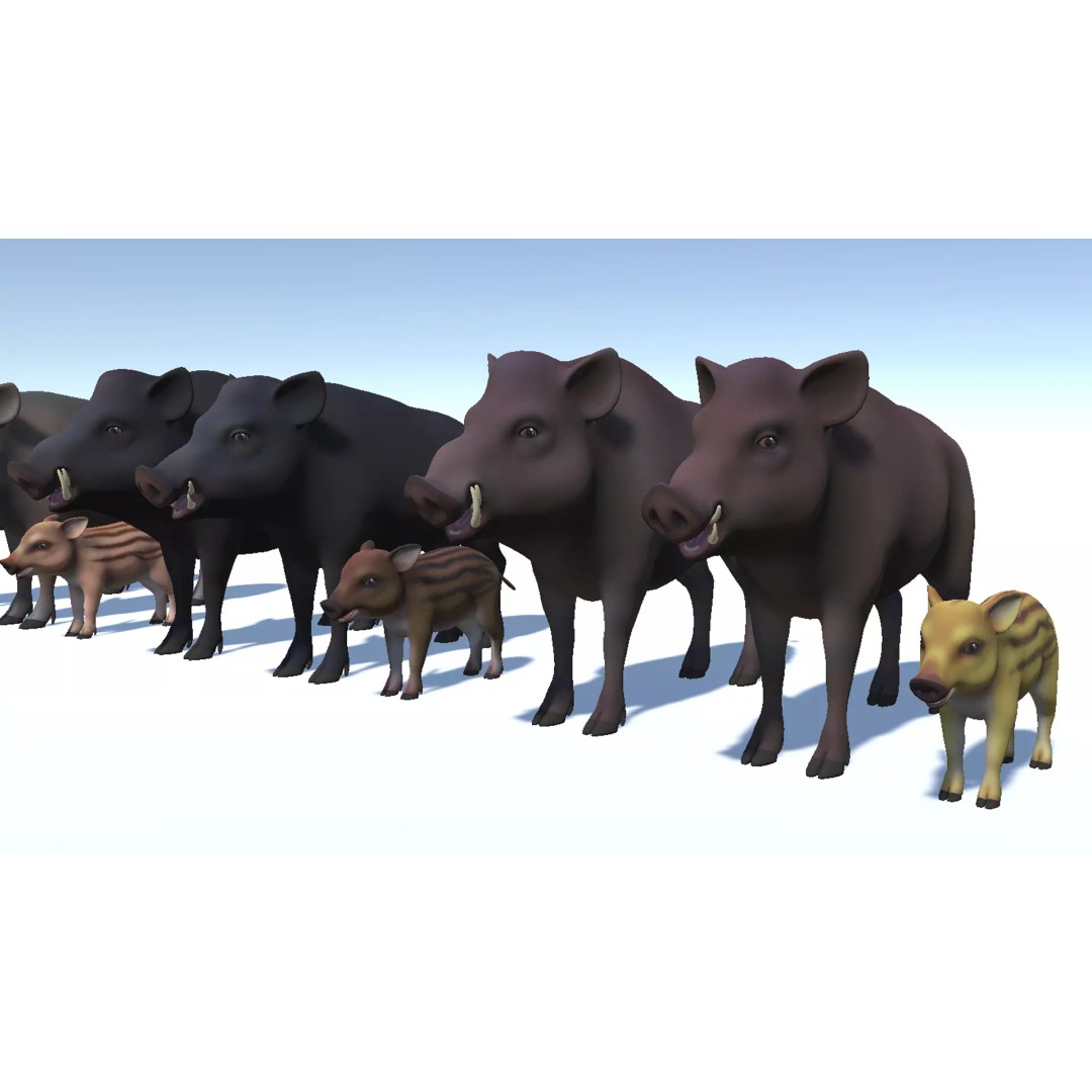 Cartoon Boar 3D Model – Low Poly Animated Character, FBX - View 10