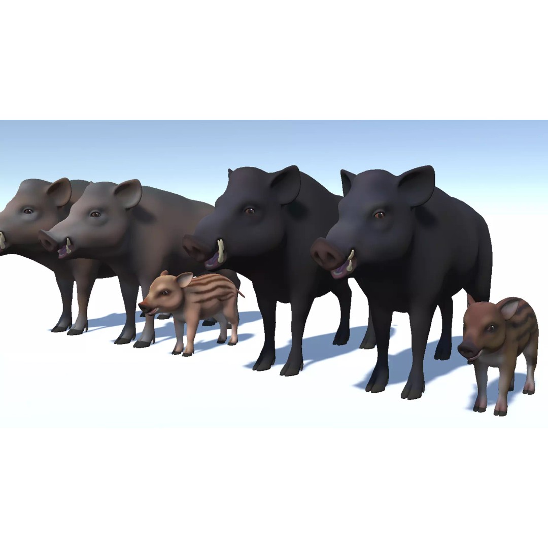 Cartoon Boar 3D Model – Low Poly Animated Character, FBX - View 11