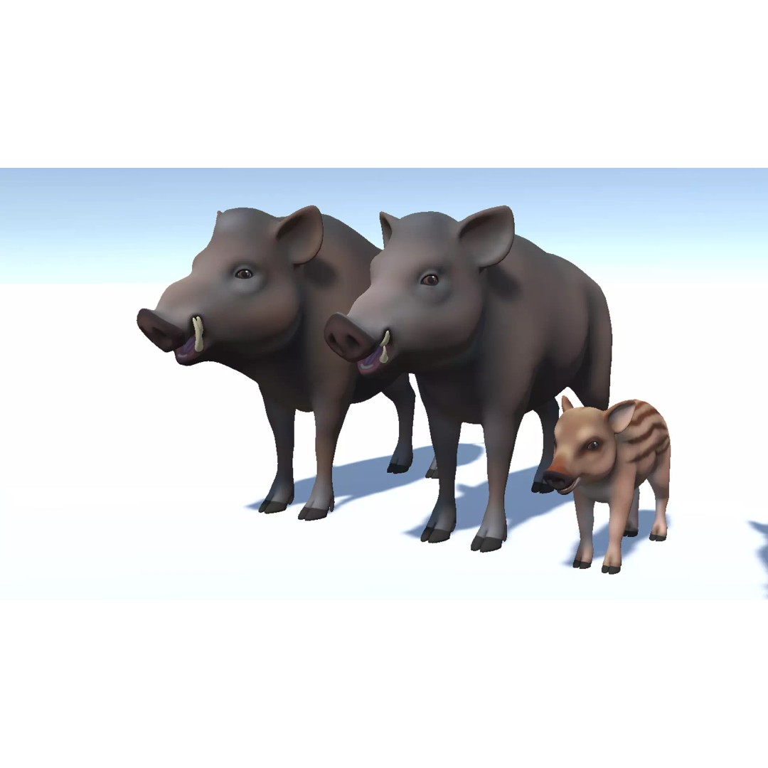 Cartoon Boar 3D Model – Low Poly Animated Character, FBX - View 12