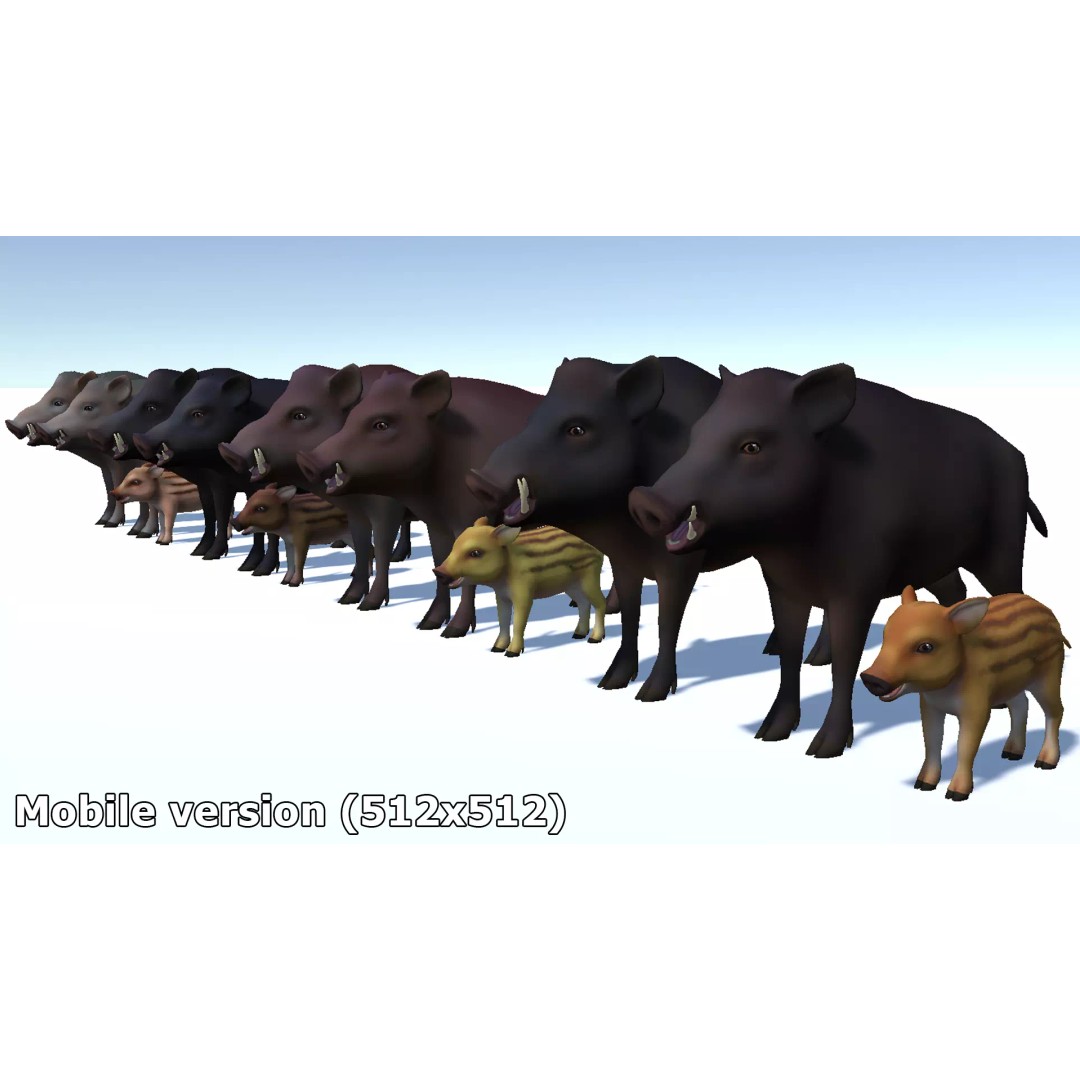 Cartoon Boar 3D Model – Low Poly Animated Character, FBX - View 16