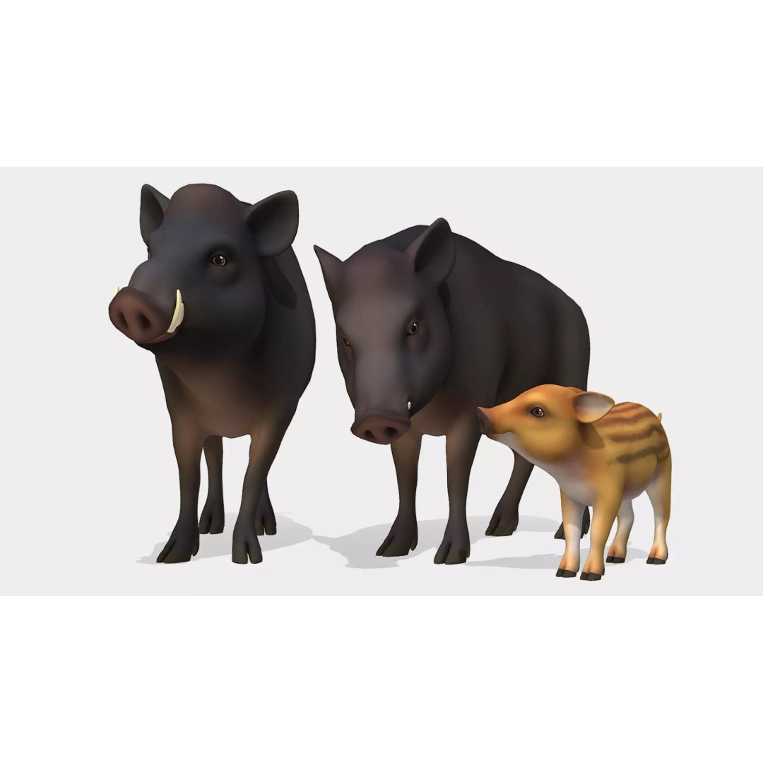 Cartoon Boar 3D Model – Low Poly Animated Character, FBX - View 2