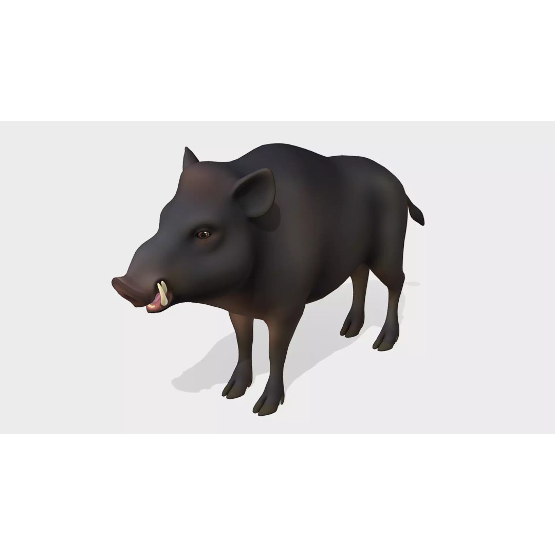 Cartoon Boar 3D Model – Low Poly Animated Character, FBX - View 3