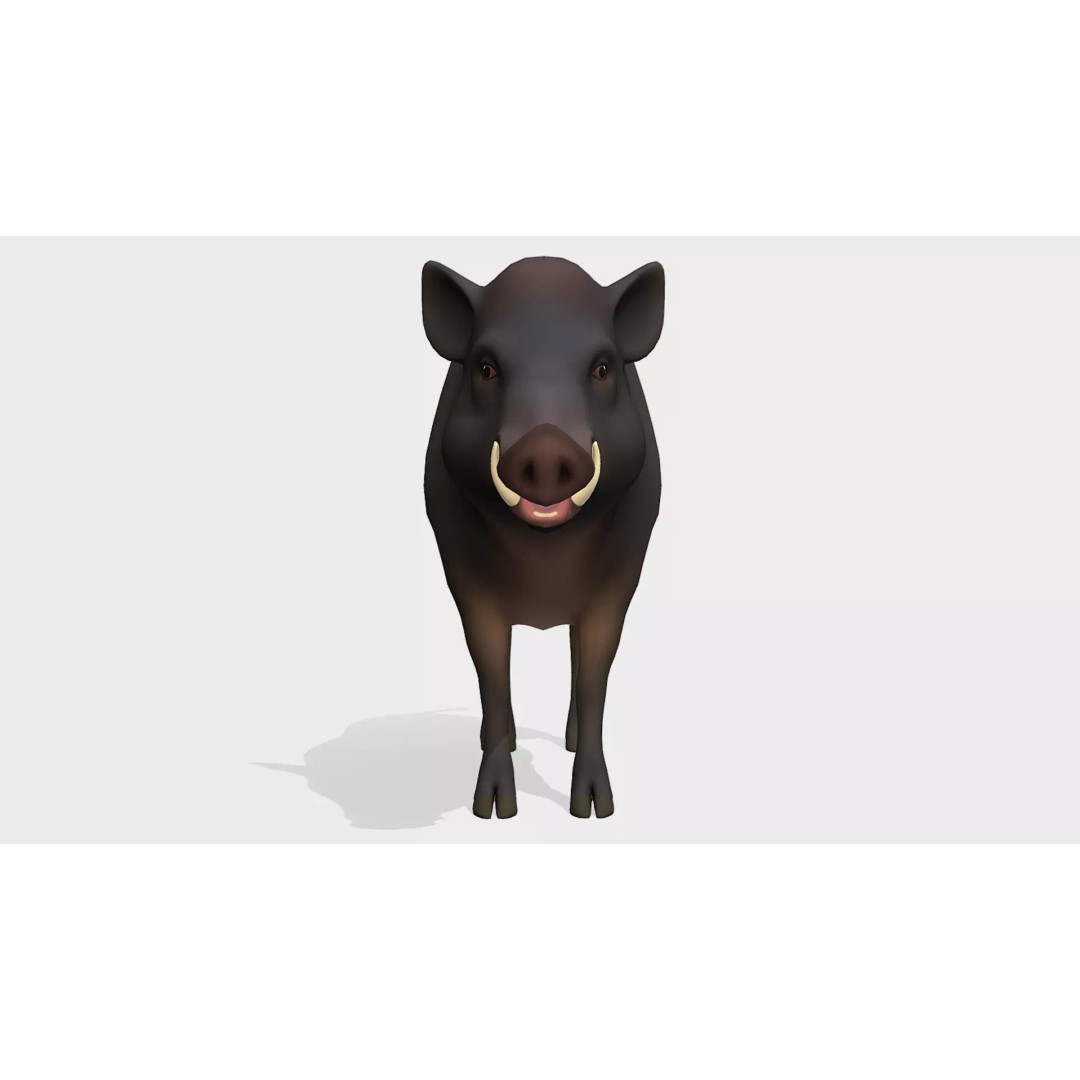 Cartoon Boar 3D Model – Low Poly Animated Character, FBX - View 4